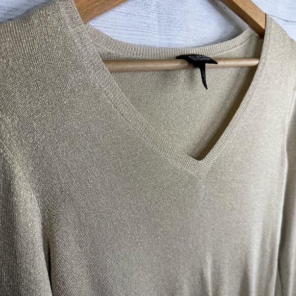 Eileen Fisher Womens size XS Shimmer Gold Lightweight V Neck Pullover Sweater - Picture 4 of 11